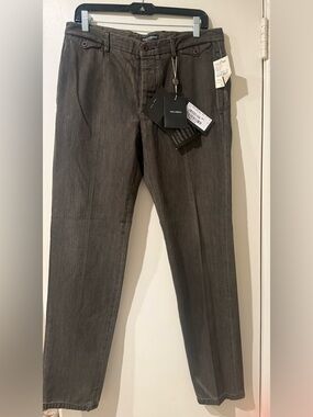 NWT Dolce & Gabbana Cotton Denim Trousers (Brown Herringbone)